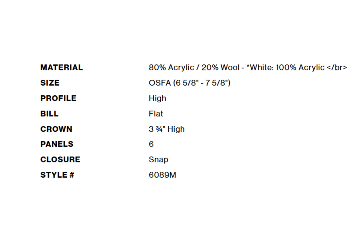 Yupoong 6089M Wool