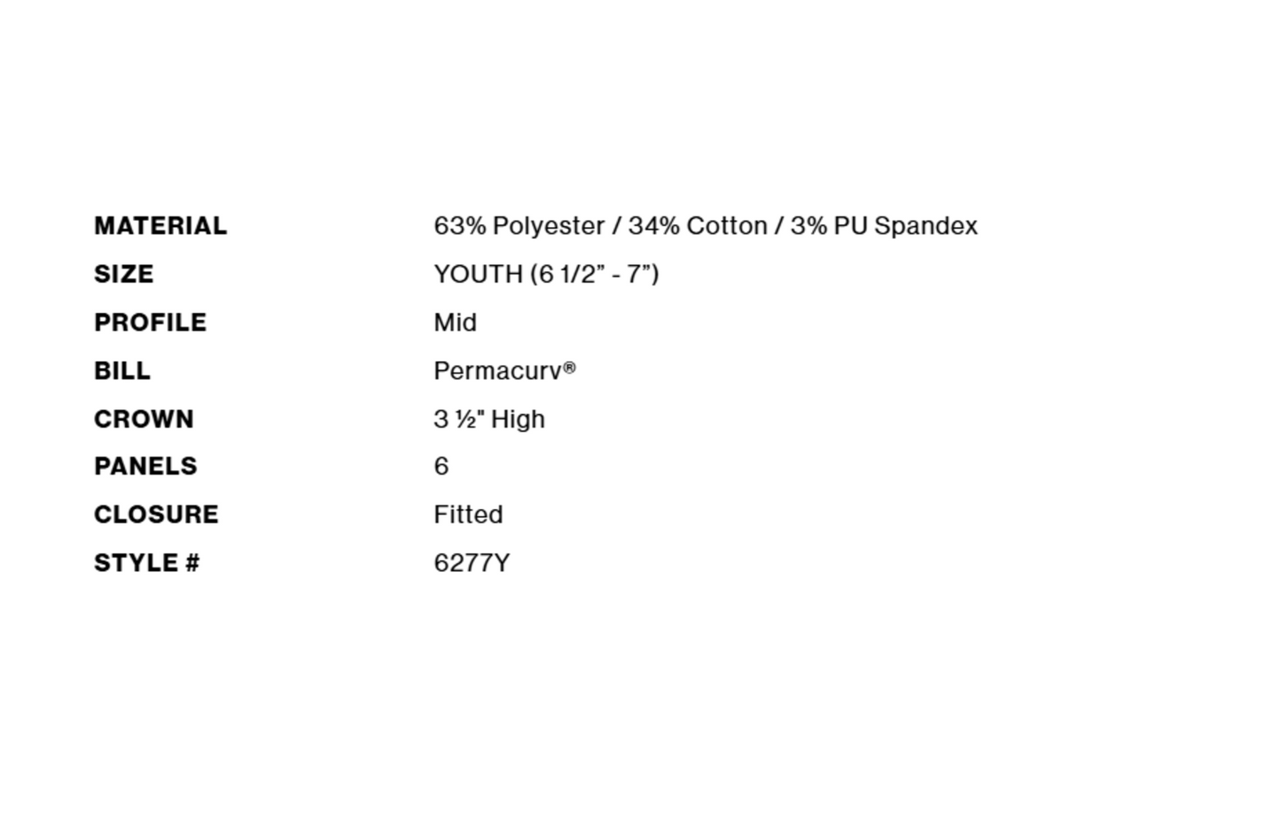 Youth FlexFit 6277Y Fabric Back